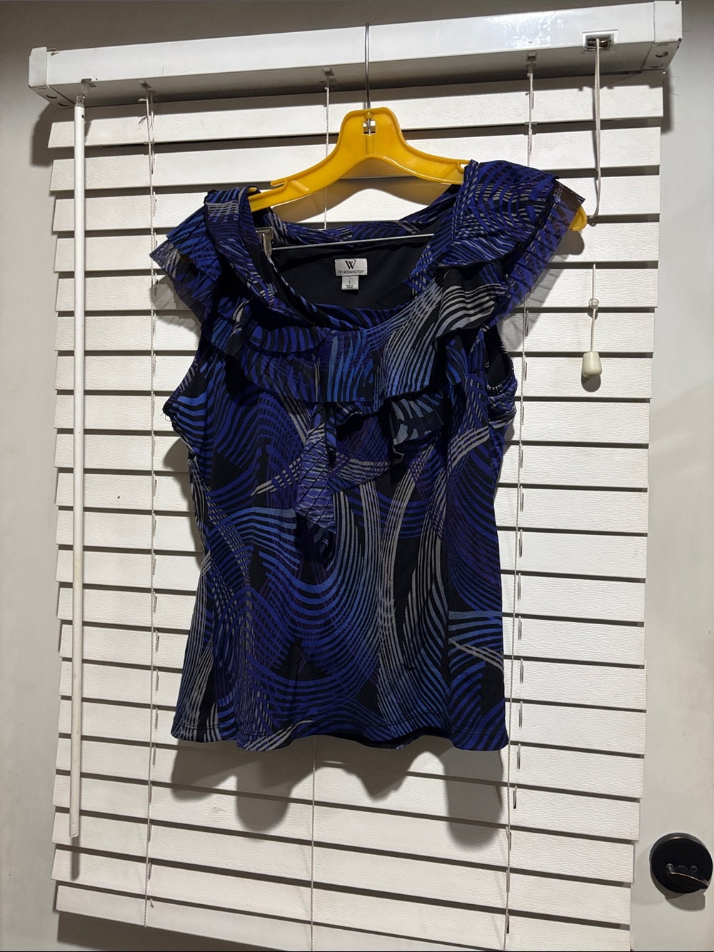 Worthington Navy and Black Ruffle Front Camisole